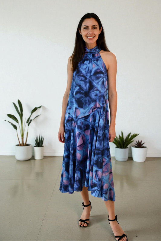 LX2508-4J Dream Halter Midi Dress - Blue