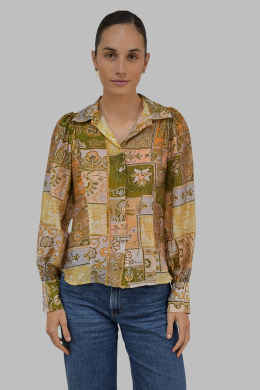 LX2513J Vintage Patchwork Pint Blouse