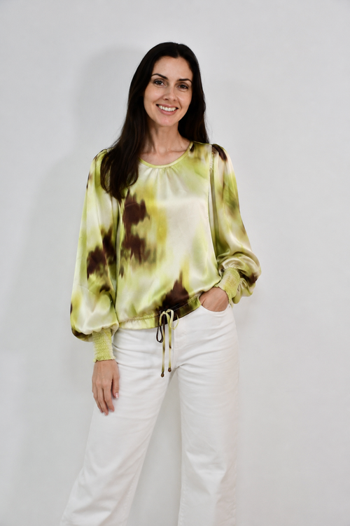 LA0967-11J Drawstring Balloon Sleeve Blouse - More Colours Available