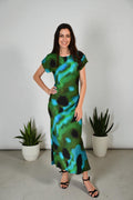 LA1496-5J Emerald Mist Satin Maxi Dress