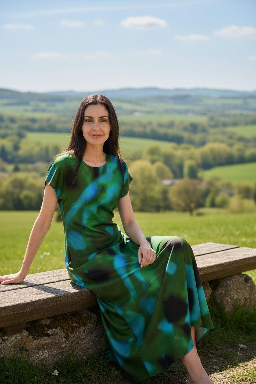 LA1496-5J Emerald Mist Satin Maxi Dress