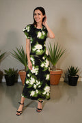 LA1747-4J Botanical Blur Satin Maxi Dress