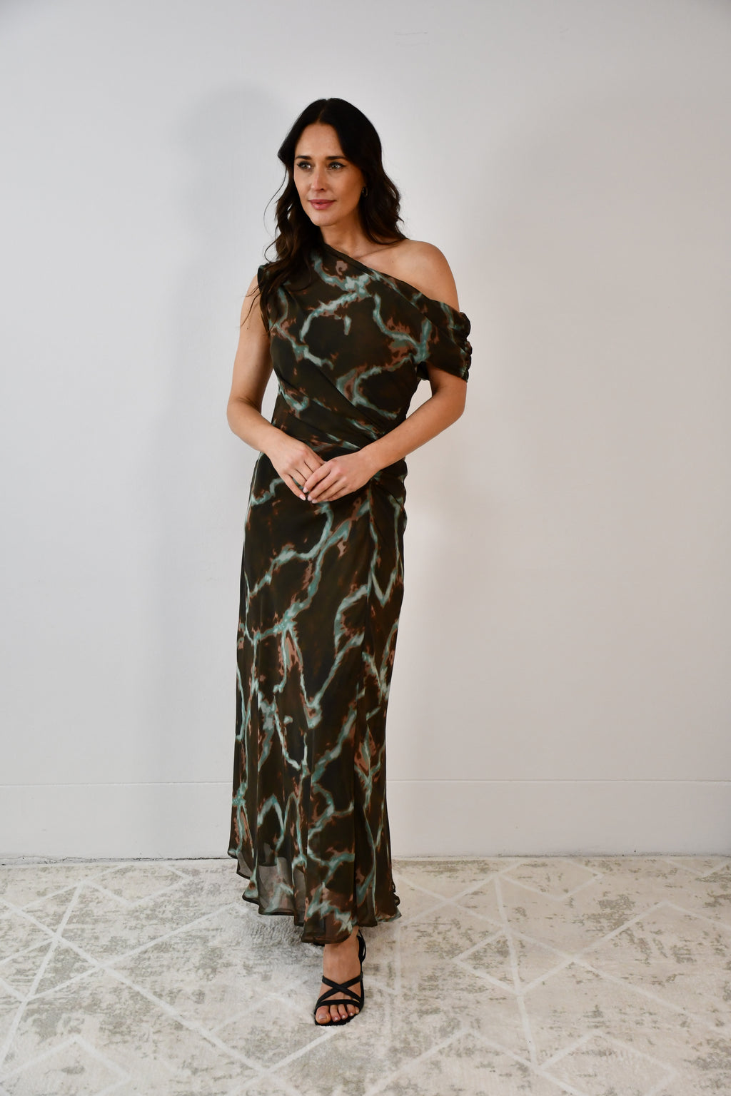 LA1774-6J  One/ Off Shoulder Ruched Dress - More Colours Available