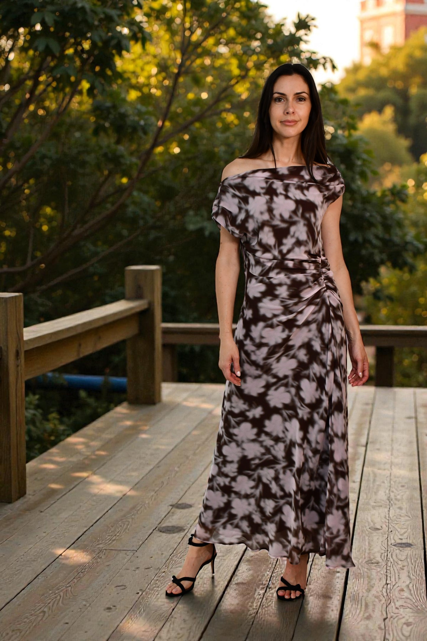 LA1774-9J  One / Off  Shoulder Ruched Dress - More Colours Available