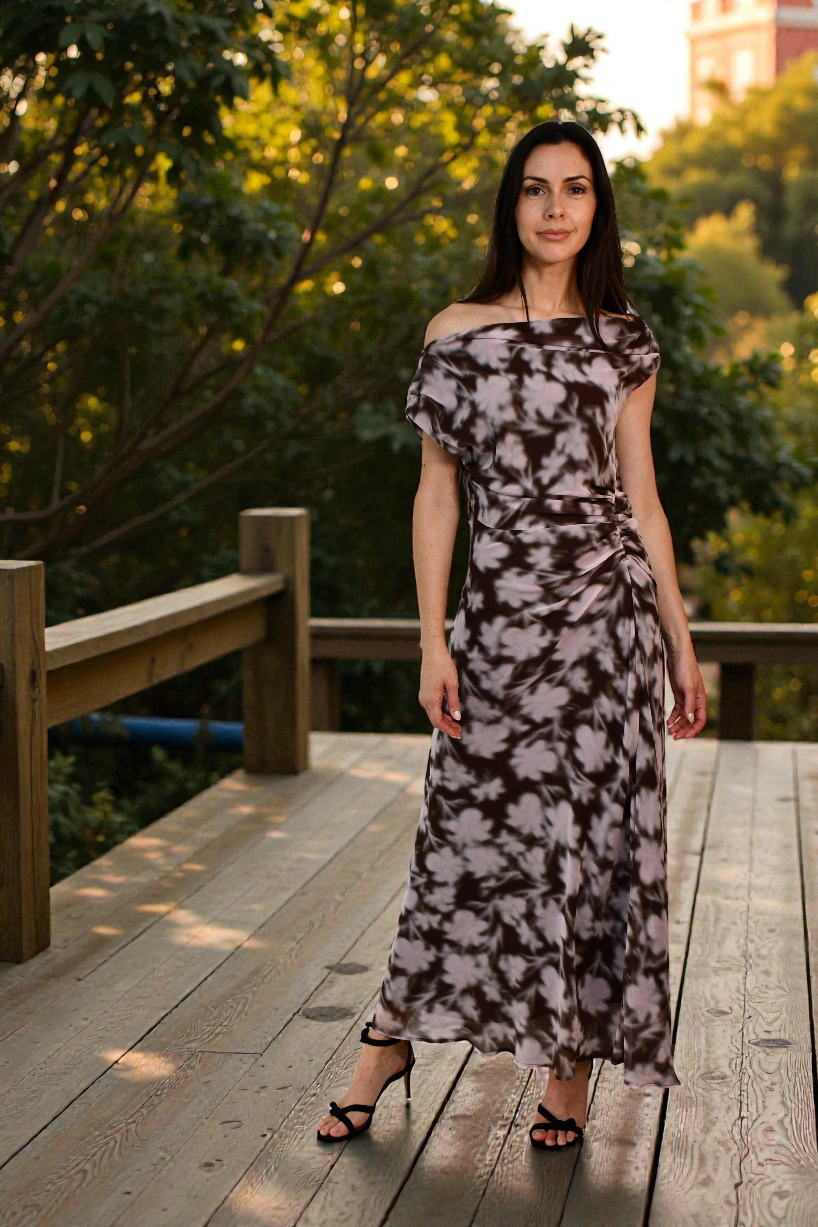 LA1774-9J  One / Off  Shoulder Ruched Dress - More Colours Available