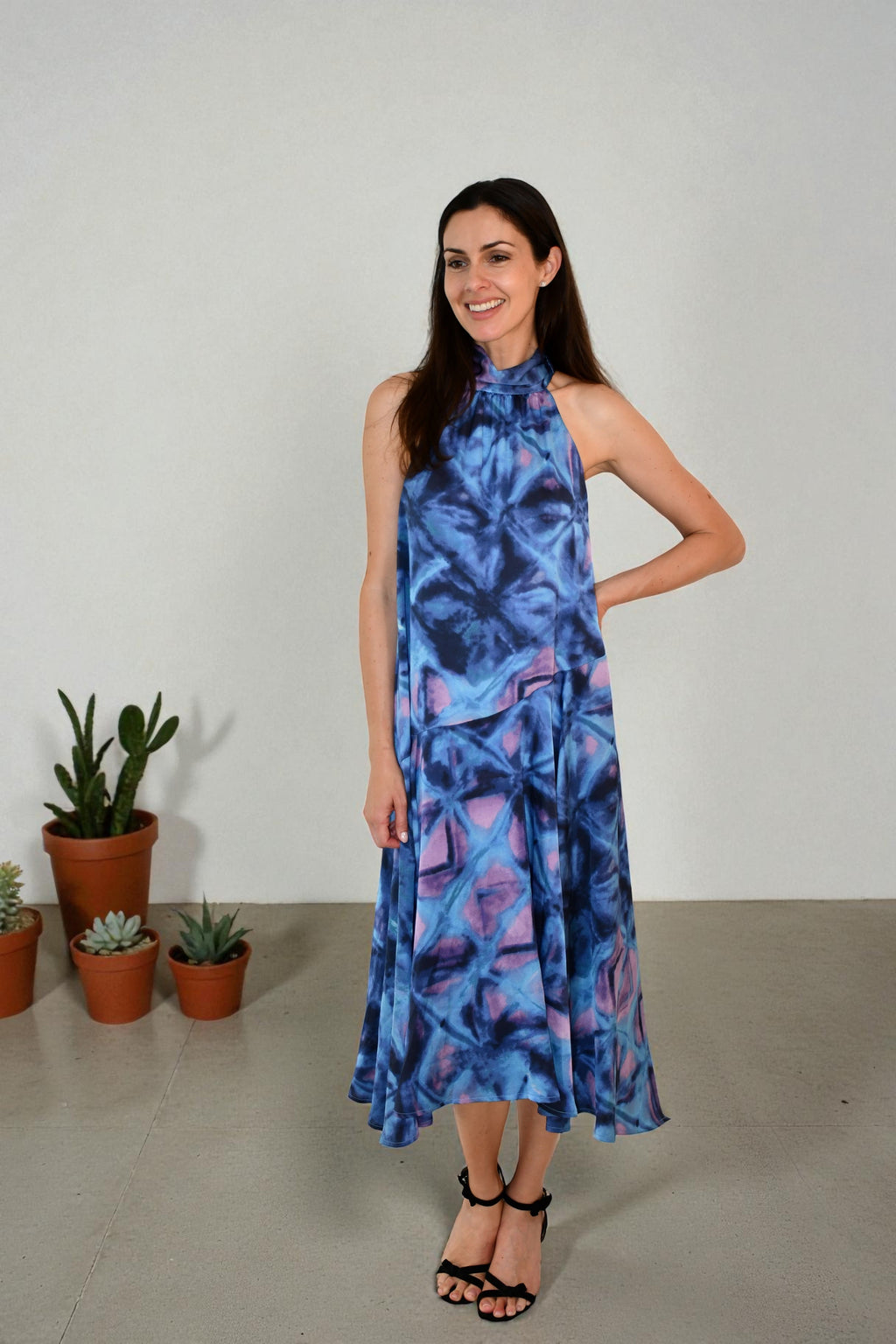 LX2508-4J Dream Halter Midi Dress - Blue