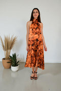 LX2508-4J Dream Halter Midi Dress - Orange
