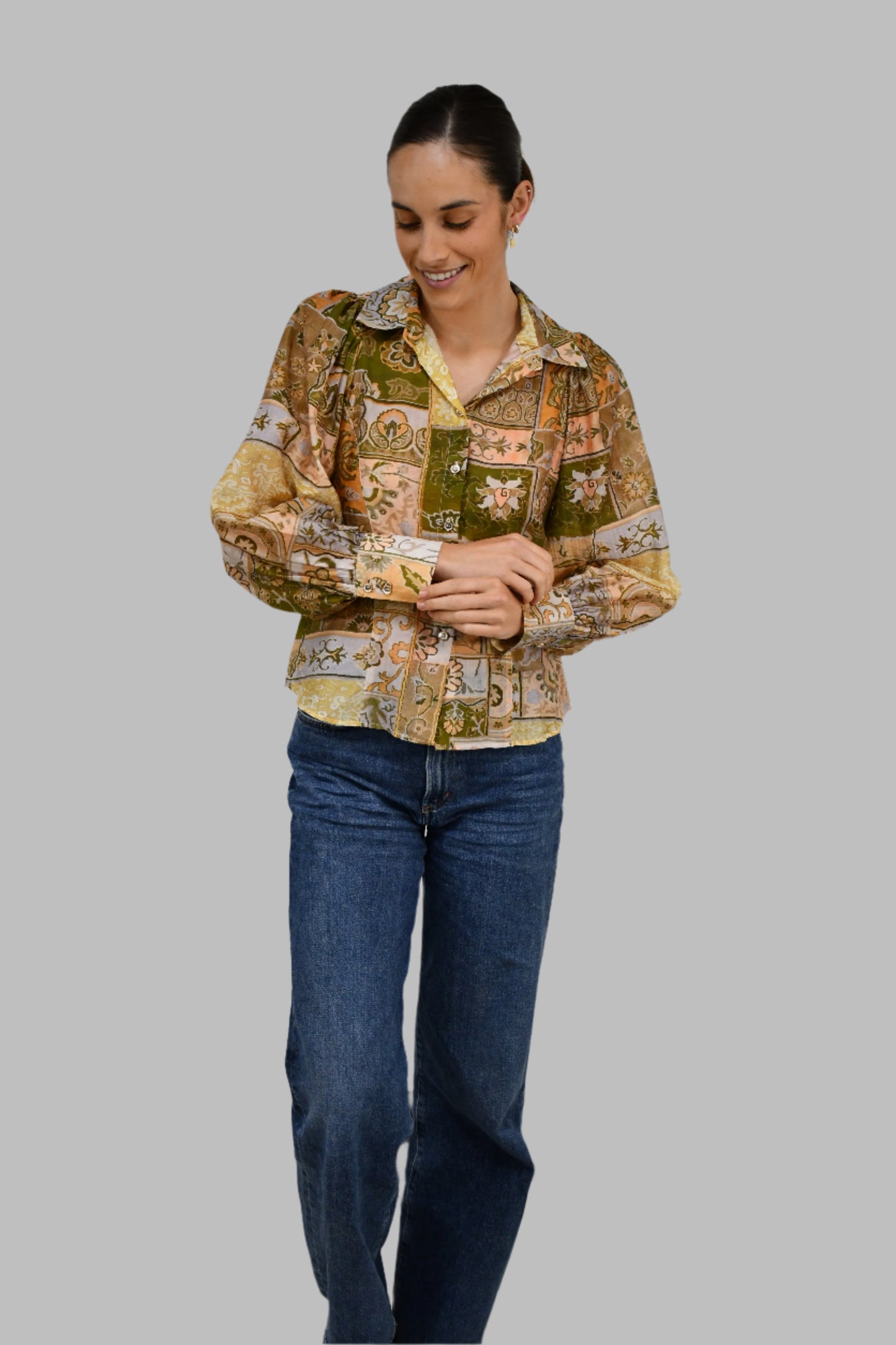 LX2513J Vintage Patchwork Pint Blouse