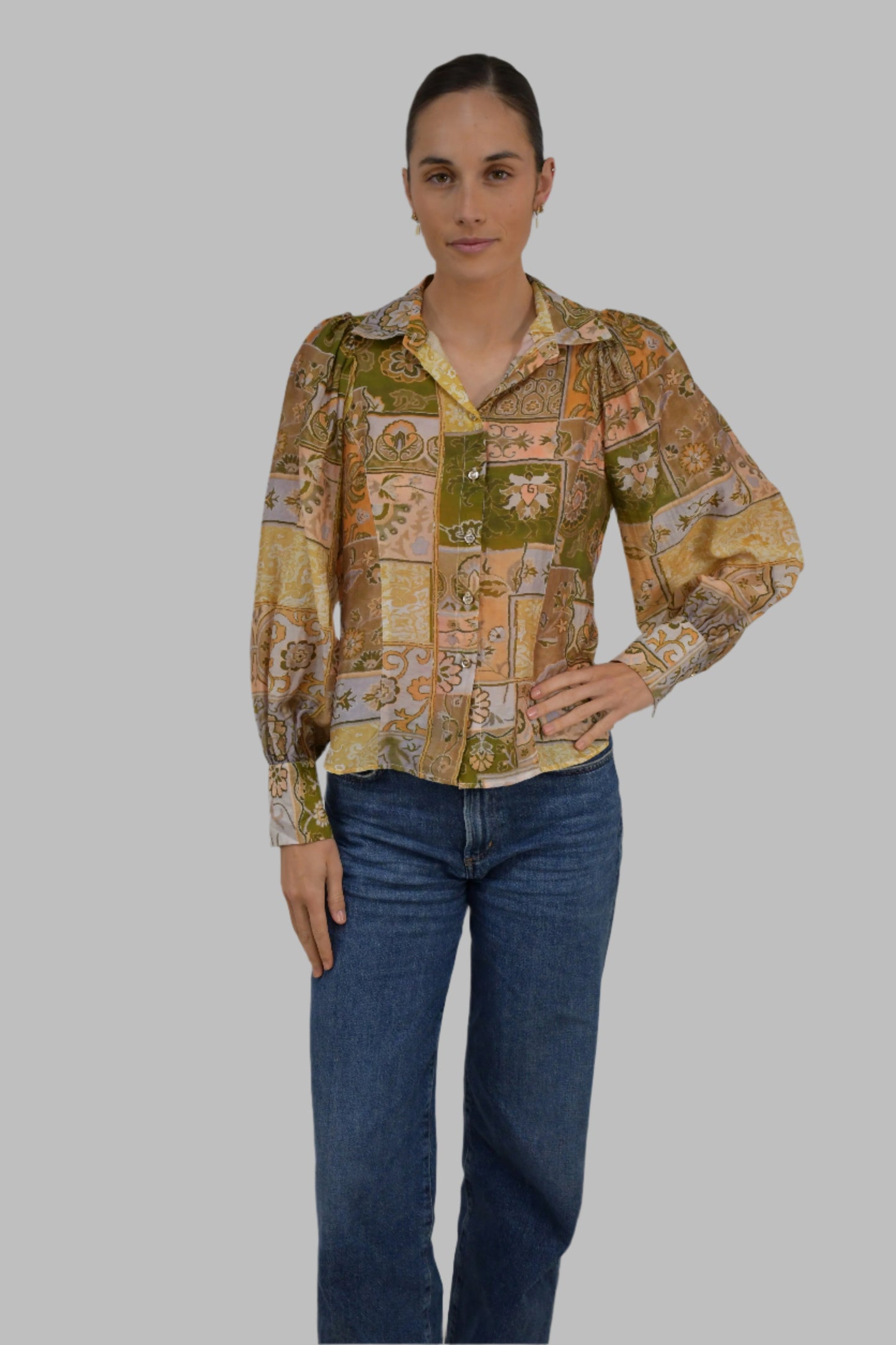 LX2513J Vintage Patchwork Pint Blouse