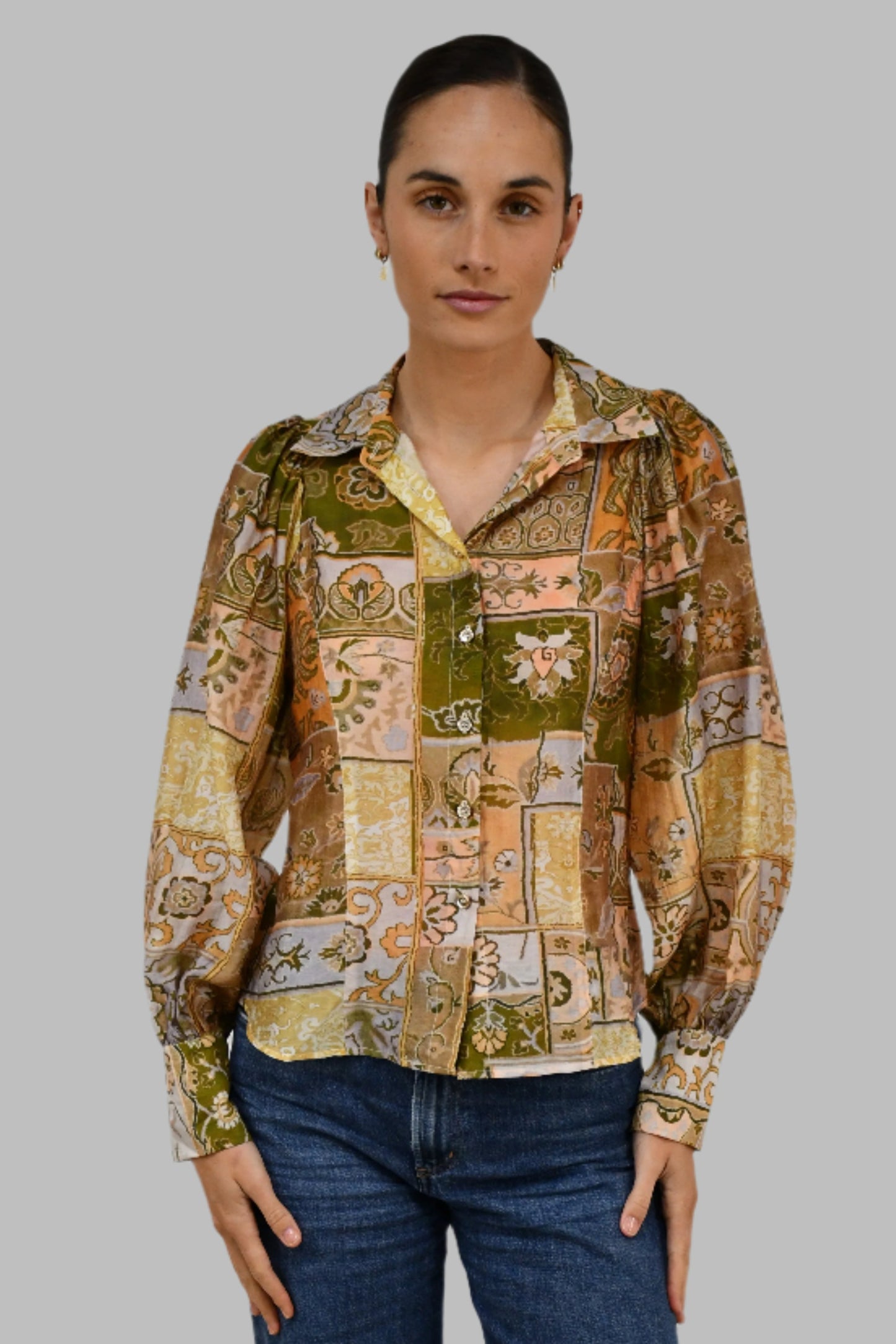 LX2513J Vintage Patchwork Pint Blouse