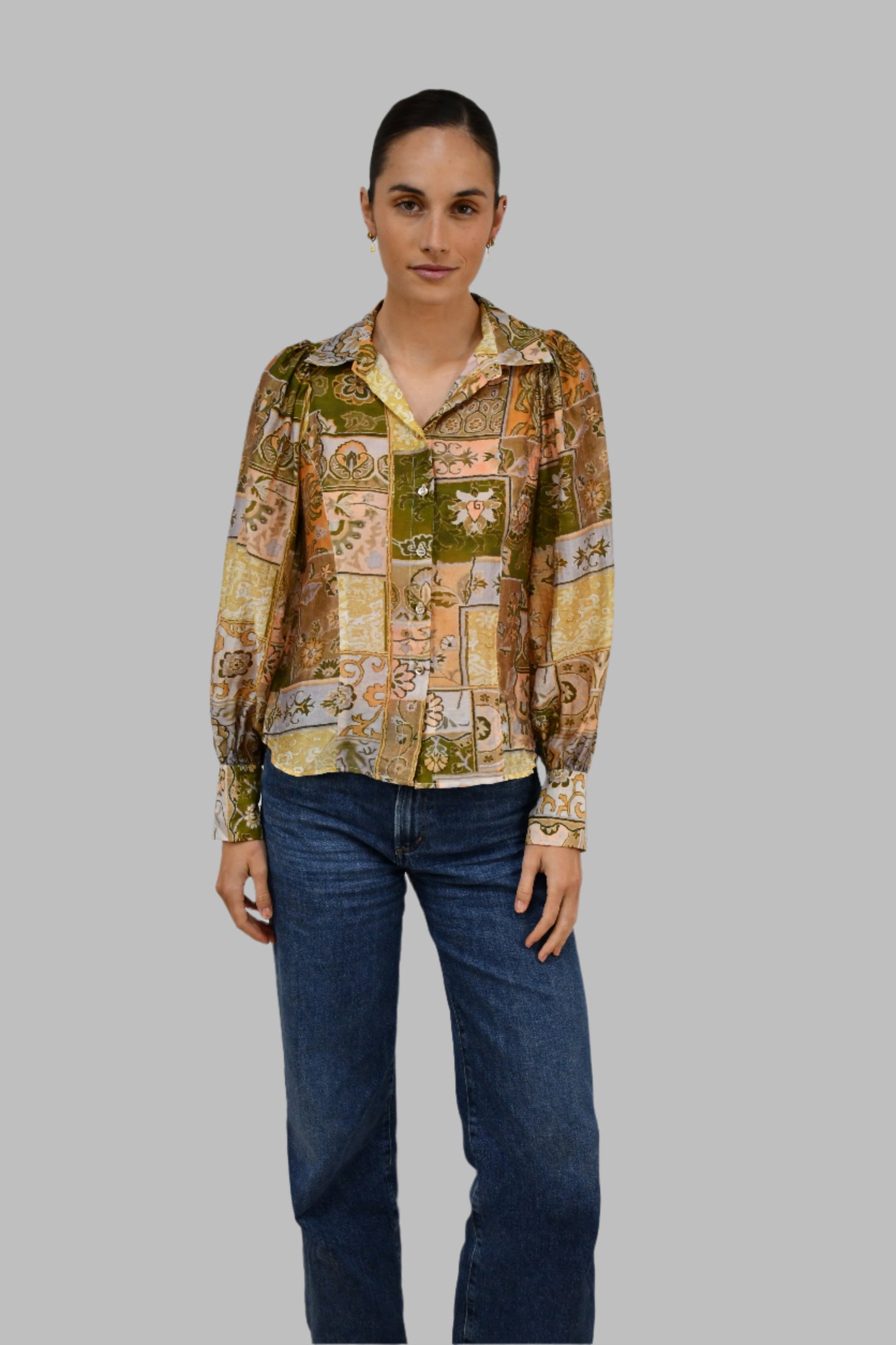 LX2513J Vintage Patchwork Pint Blouse