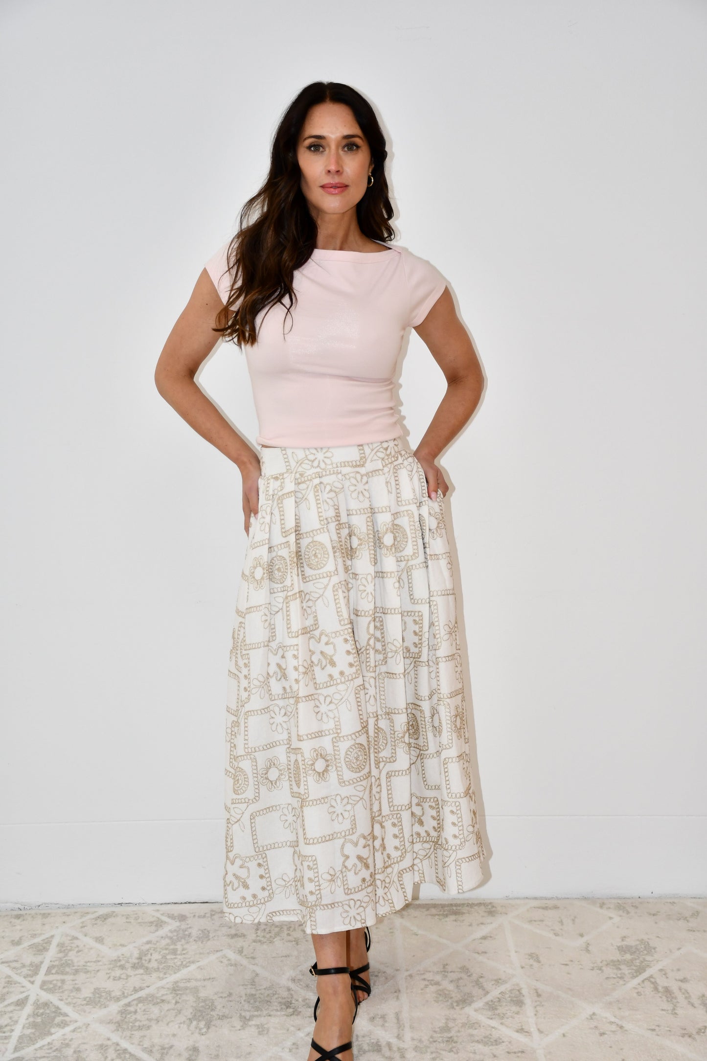 LX2518J Gold Motif  Maxi Skirt