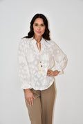 LX2524-1J Textured Floral Tassel Blouse