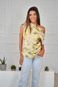LX2660-1J One-Shoulder Tie-Dye Drape Top